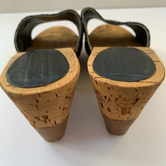 Sparkling black sequined wedges with cork platform summer sandals EUR 39 US 9 - Picture 5 of 6